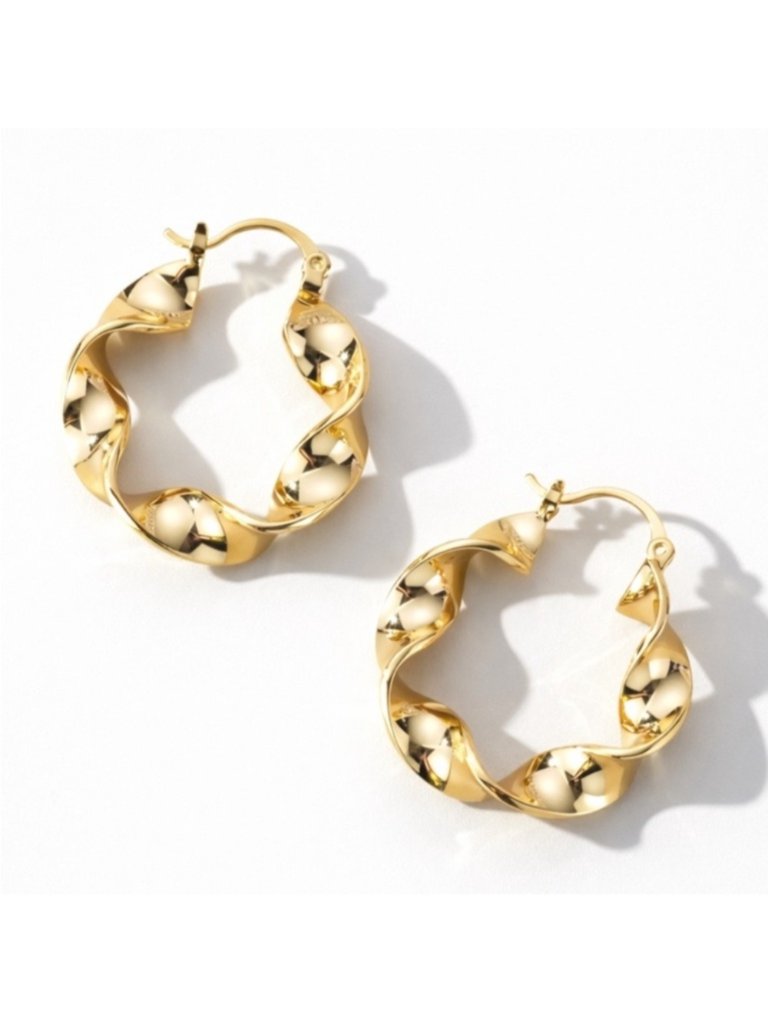 Trending! Gold Sculptural Hoop Earrings Chunky Twisted (2014)